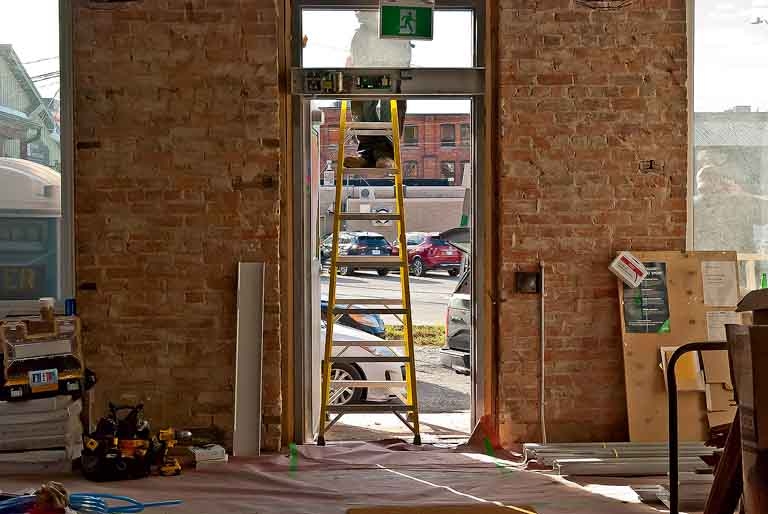 Rear door to parking lot is accessible