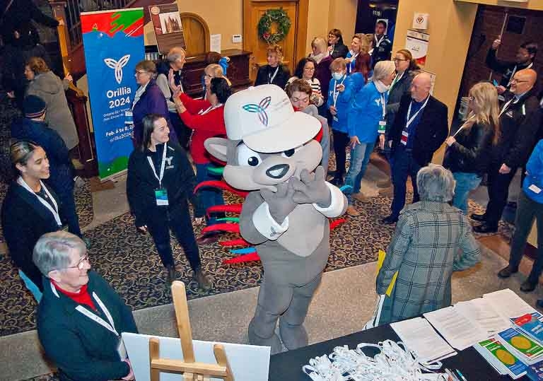 Ontario 55+ Winter Games mascot at the Opera House
