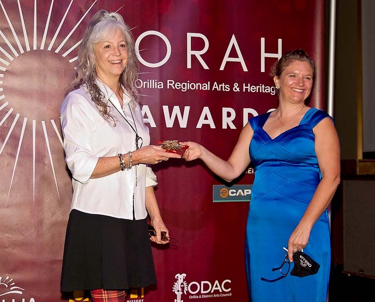 Event Award Winner Leslie Fournier (HIppy Vans) with Orillia Culture Manager Jacqueline Surette