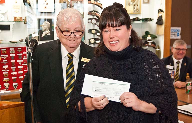 Warminster Legion Branch 619 President Mary Thompson and Warminster Elementary School Principal Natalie Edgar