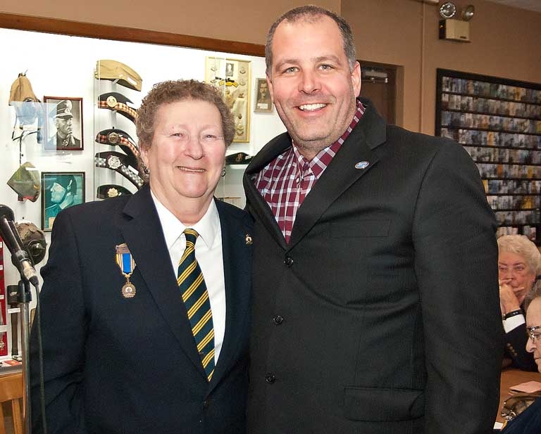 Warminster Legion Branch 619 Secretary Joanne Lawlor  And Helping Hands Executive Director Doug Rawson