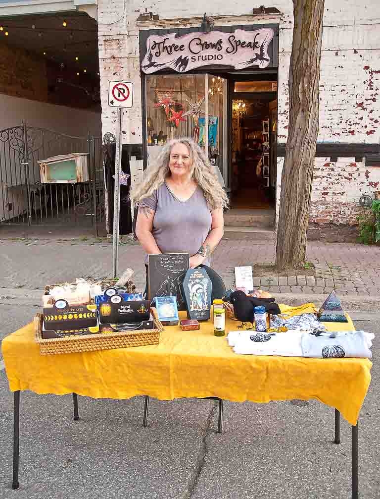 July Art Walk Sylvia Tesori  of Three Crow Speak Gallery