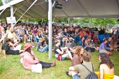 Friday at the Mariposa Folk Festival - the Pub Stage audience before the crowds arrived.