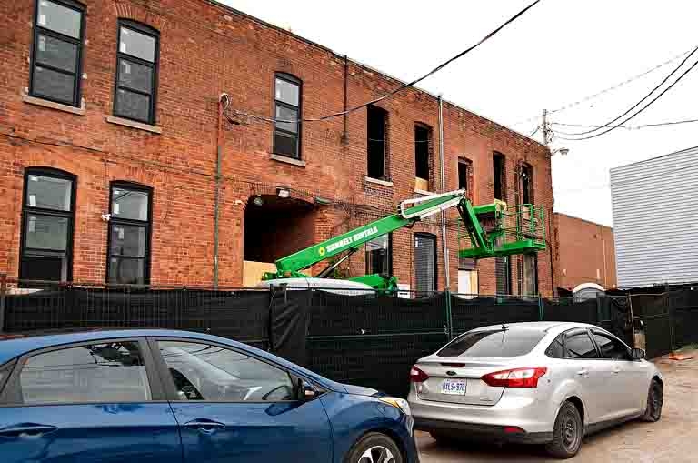 Rear view of the Swinton Building (left) and Creative Nomad Studios (right).
