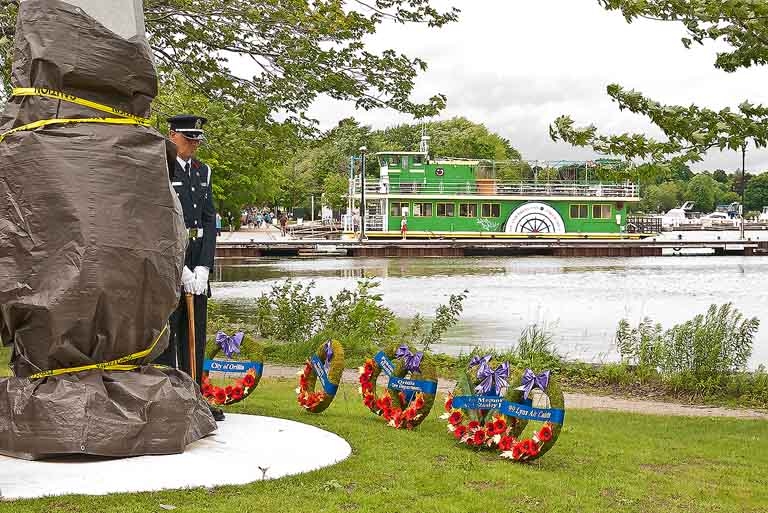 Wreaths to be laid at the unveiling of the Fairmile Monument