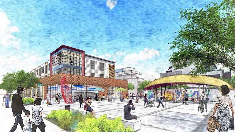 FRAM Waterfront Proposal Civic Square (note - building at left does not appear as show in other renderings)