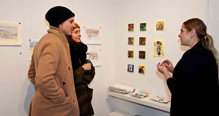Taylor Perkins and Samantha Vessios with Lee Contemporary gallery owner Tanya Cunnington.