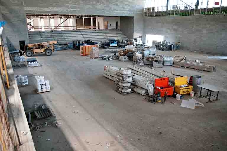 The gymnasium looking west.