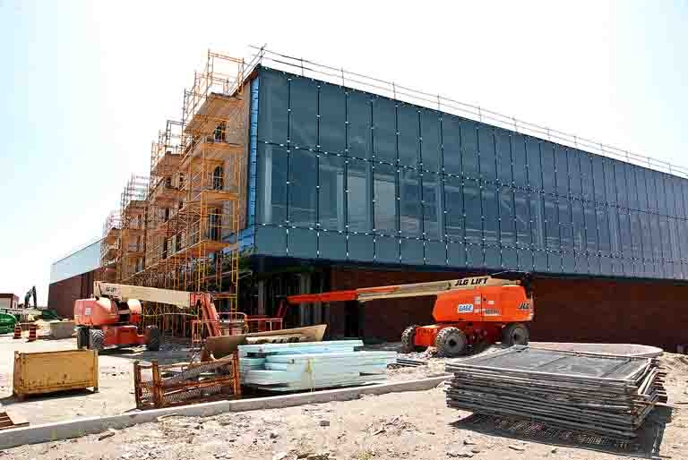 The last bit of brick and glass work to be done