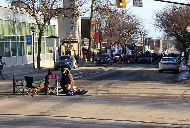 Protesters Orillia Saturday.