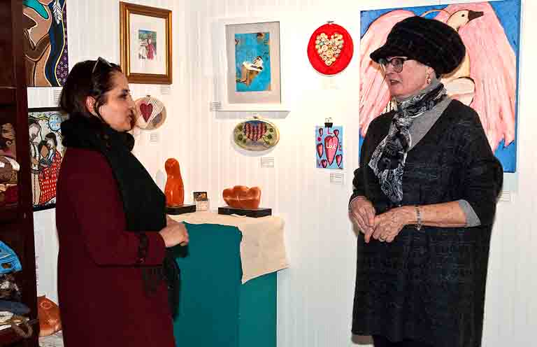 Artists Farzaneh Rostami and Mary Jo Pollak at Hibernation Arts