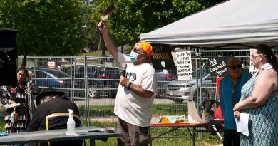 Jeff Monague at the Canada Day Champlain Protest