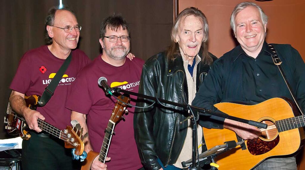 Steve Eyers, Eric Kidd, Gordon Lightfoot and John Stinson at the 2016 Lightfoot Days event at Lake Country Grill orillia